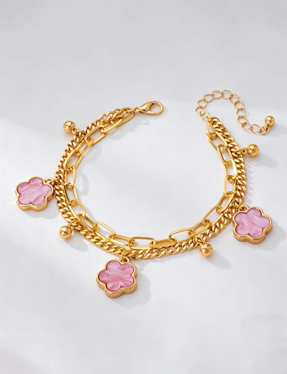 Four-Leaf Clover Double Layer Anklet — anklet