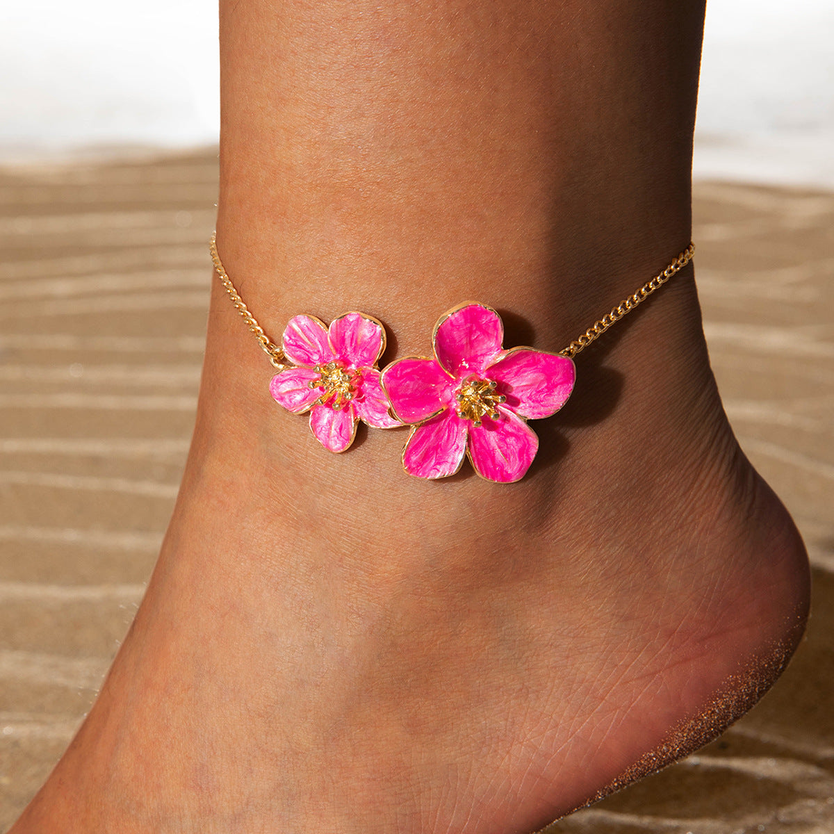 Exaggerated Flower Chain Anklet — anklet, view 4