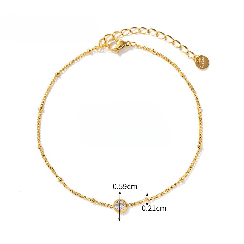 Blue Bead and Shell Pendant Anklet — gold anklet, view 6