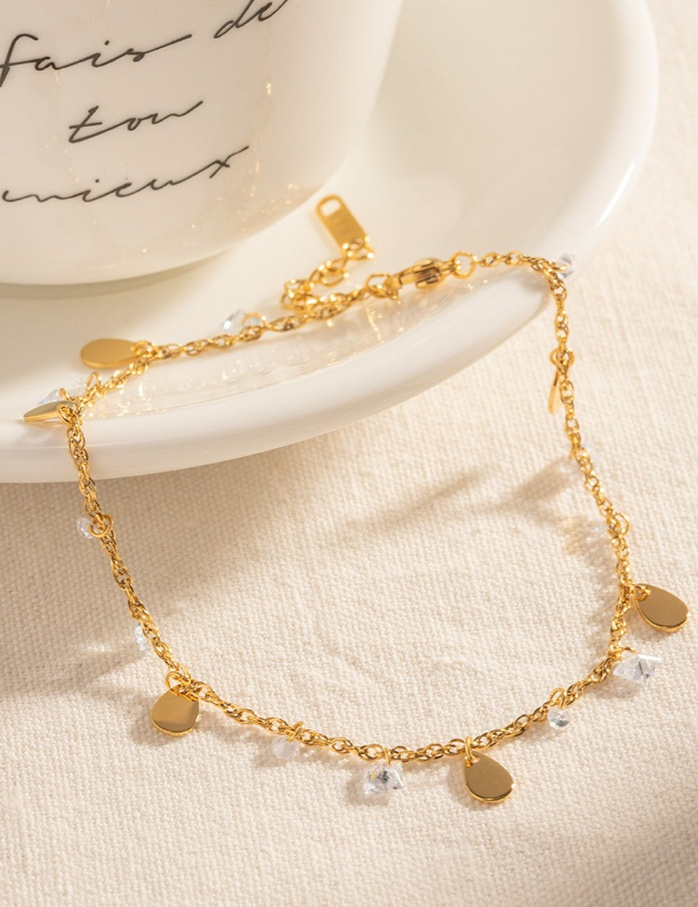 Crystal Pendant Tassel Anklet — gold anklet