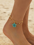 Blue Flower Pendant Chain Anklet — anklet