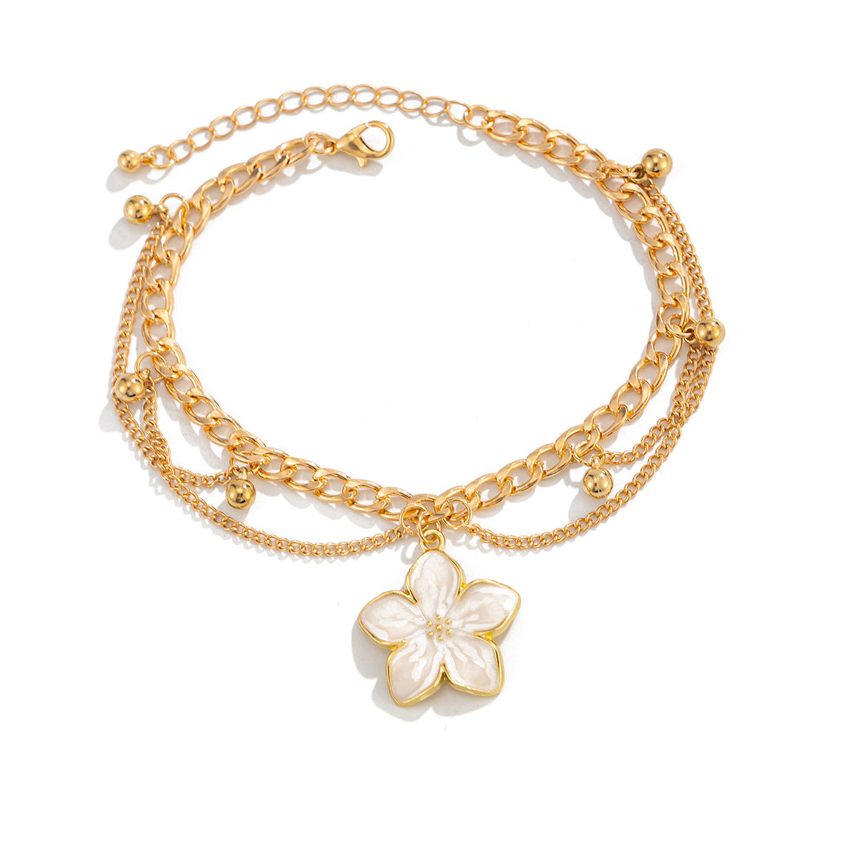 Blue Flower Pendant Chain Anklet — anklet, view 6