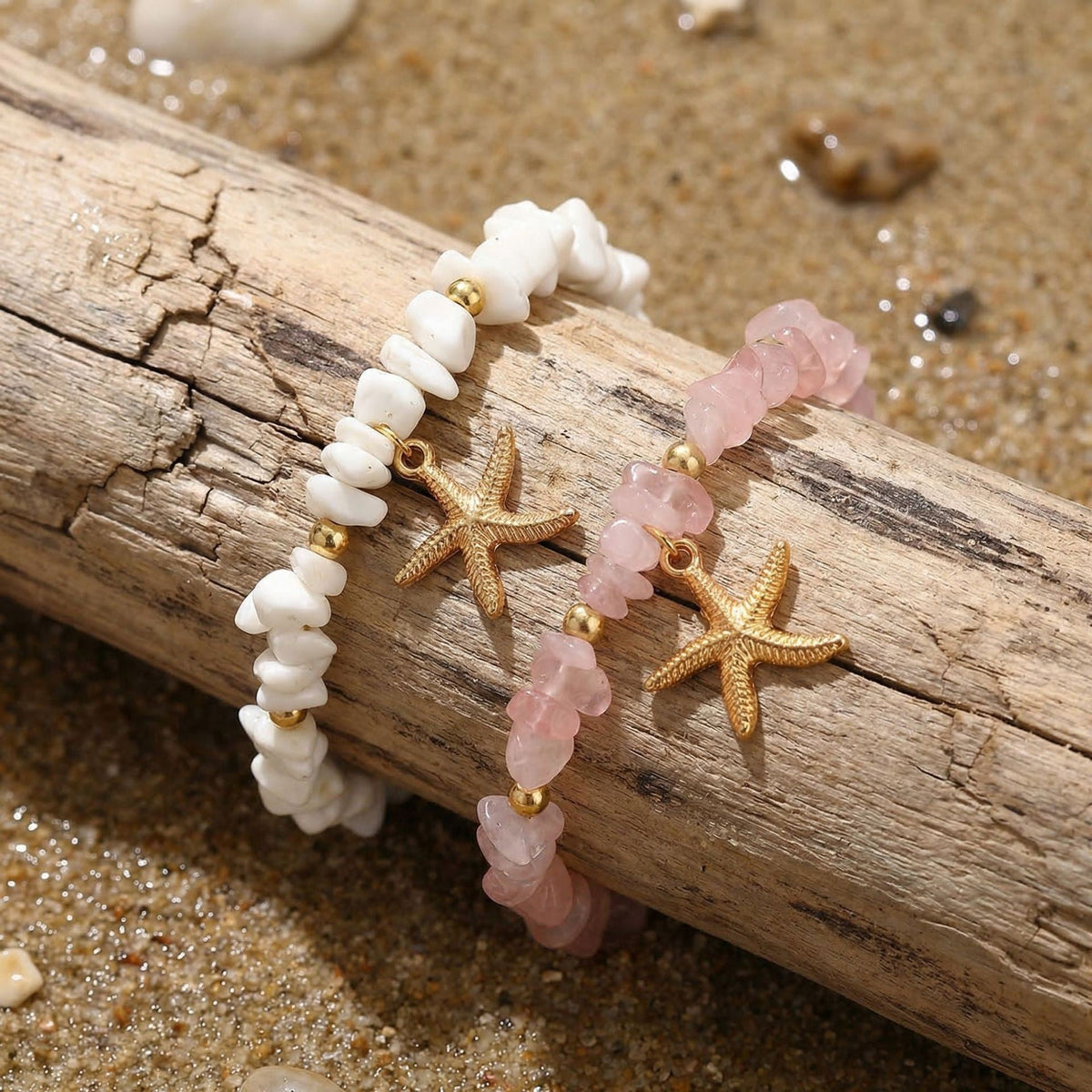 Irregular Stone and Starfish Anklet — anklet, view 5