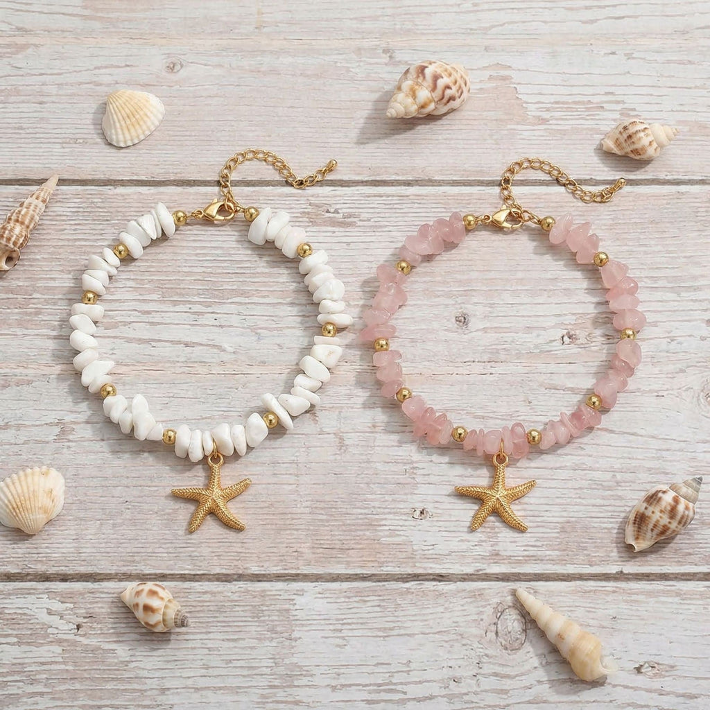Irregular Stone and Starfish Anklet — anklet, view 6