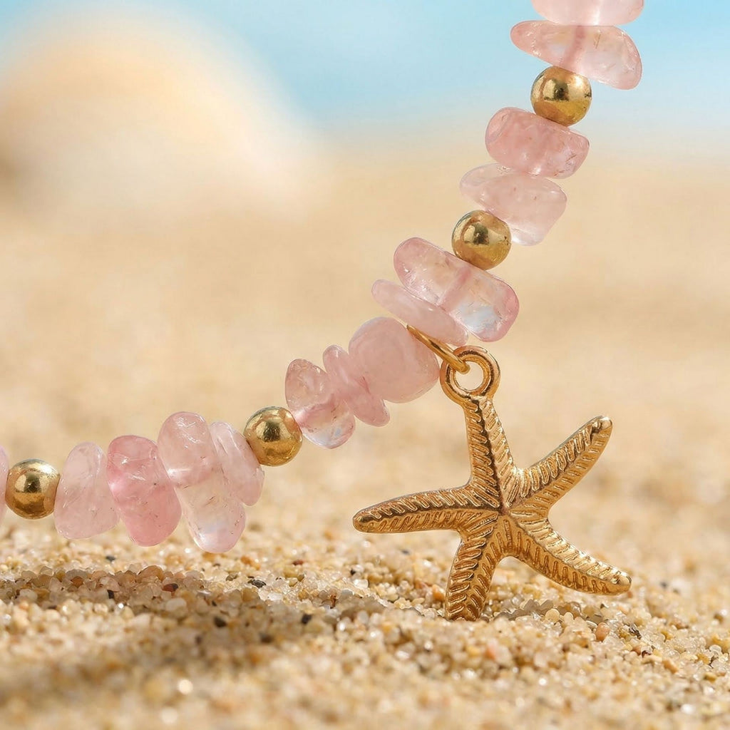 Irregular Stone and Starfish Anklet — anklet, view 7