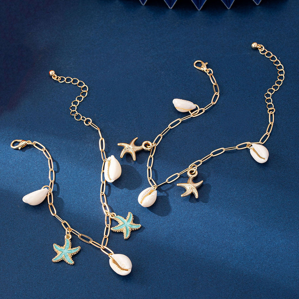 Starfish Shell Tassel Anklet — anklet, view 2