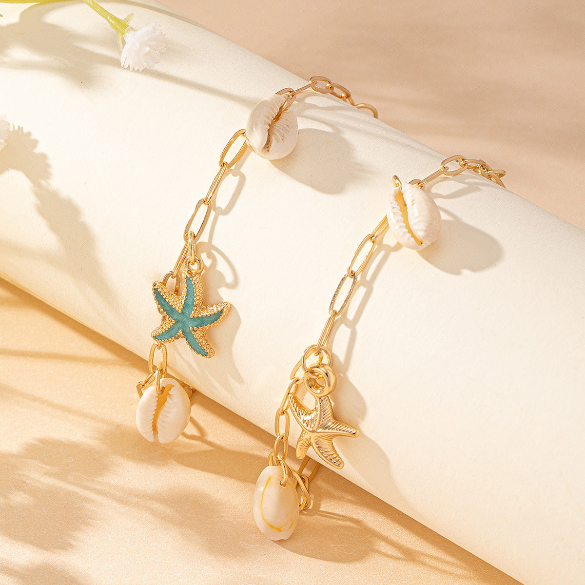 Starfish Shell Tassel Anklet — anklet, view 3