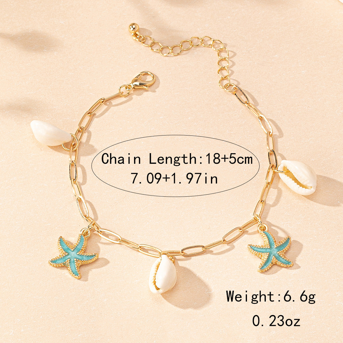 Starfish Shell Tassel Anklet — anklet, view 4