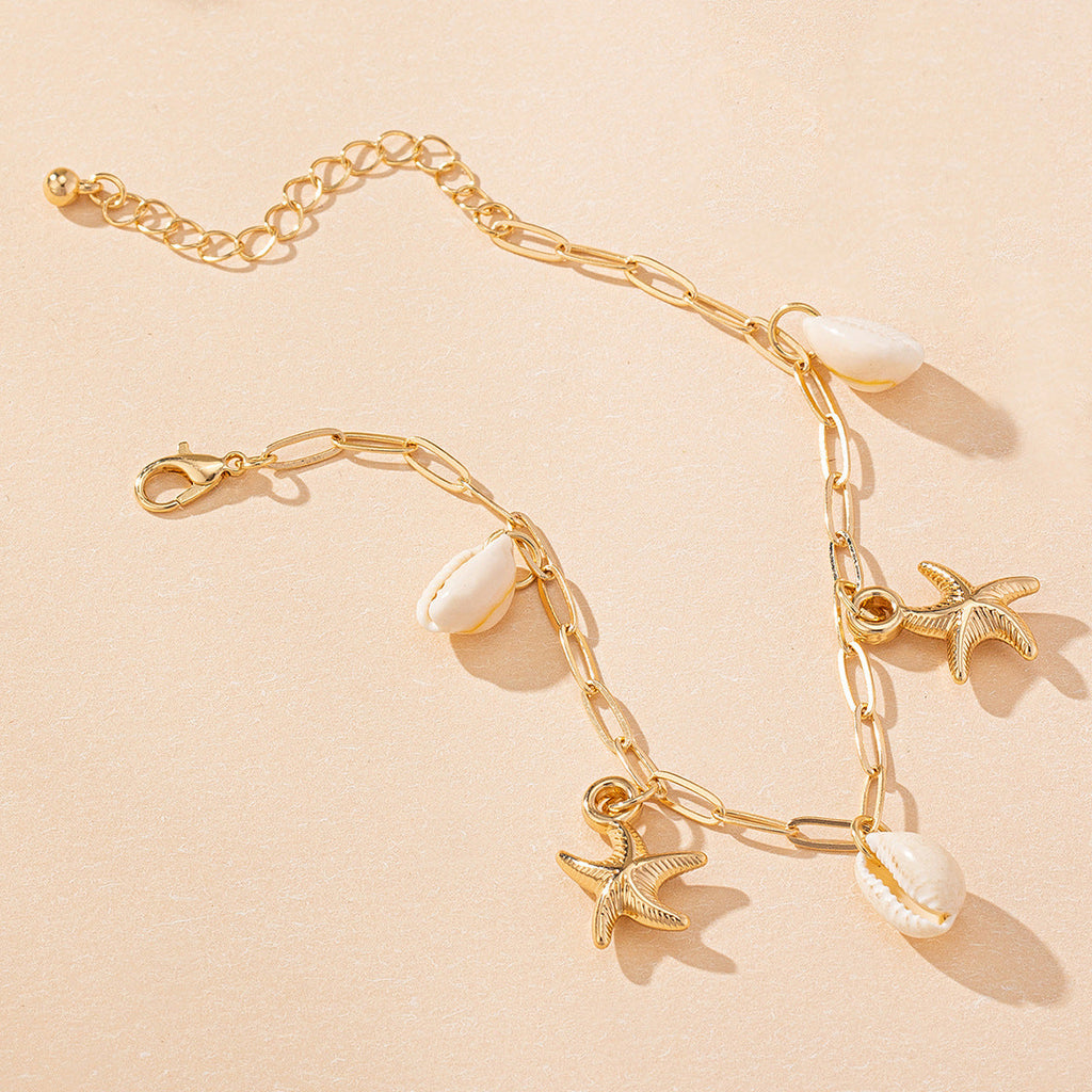 Starfish Shell Tassel Anklet — anklet, view 5