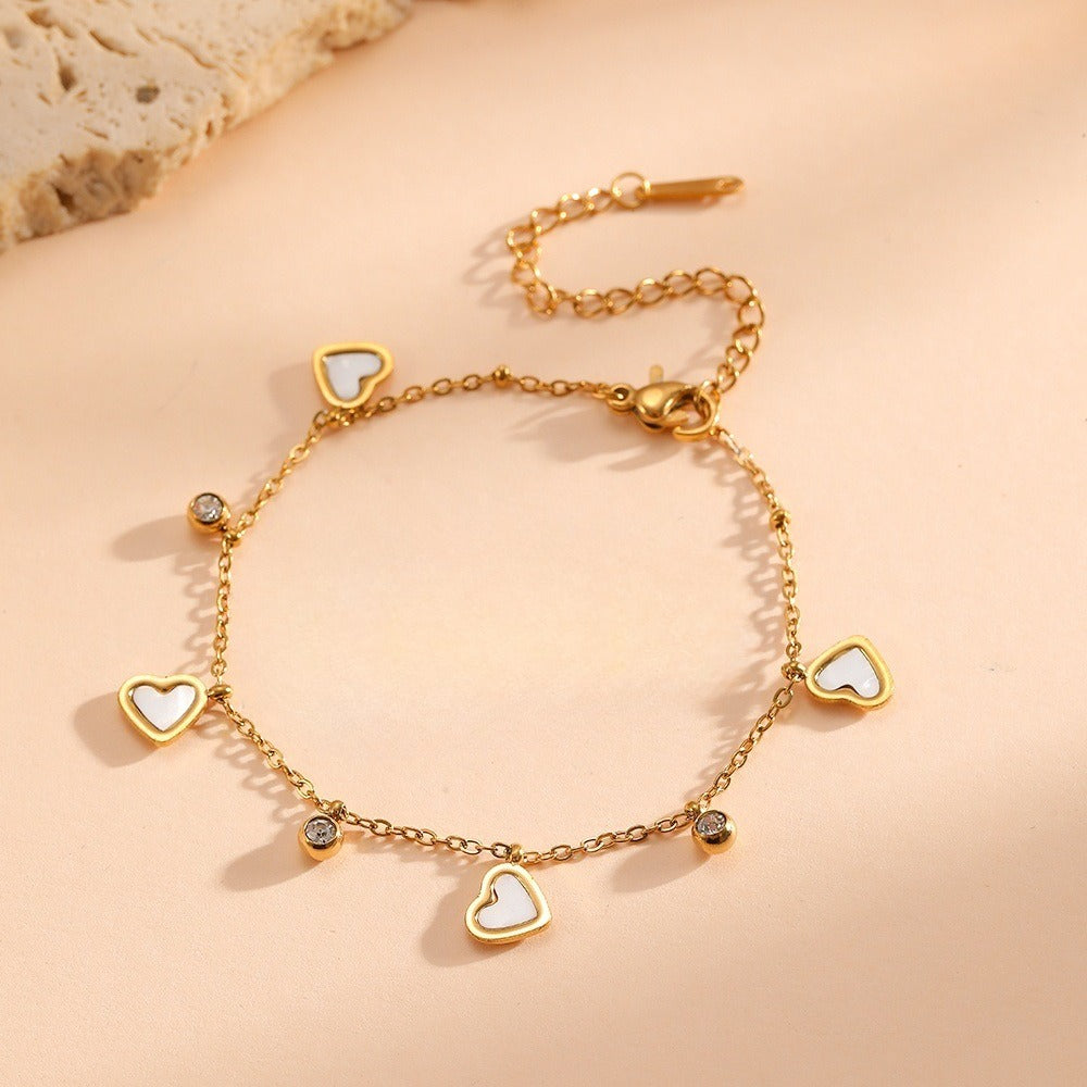 Black Love Pendant Layered Anklet — gold anklet, view 4