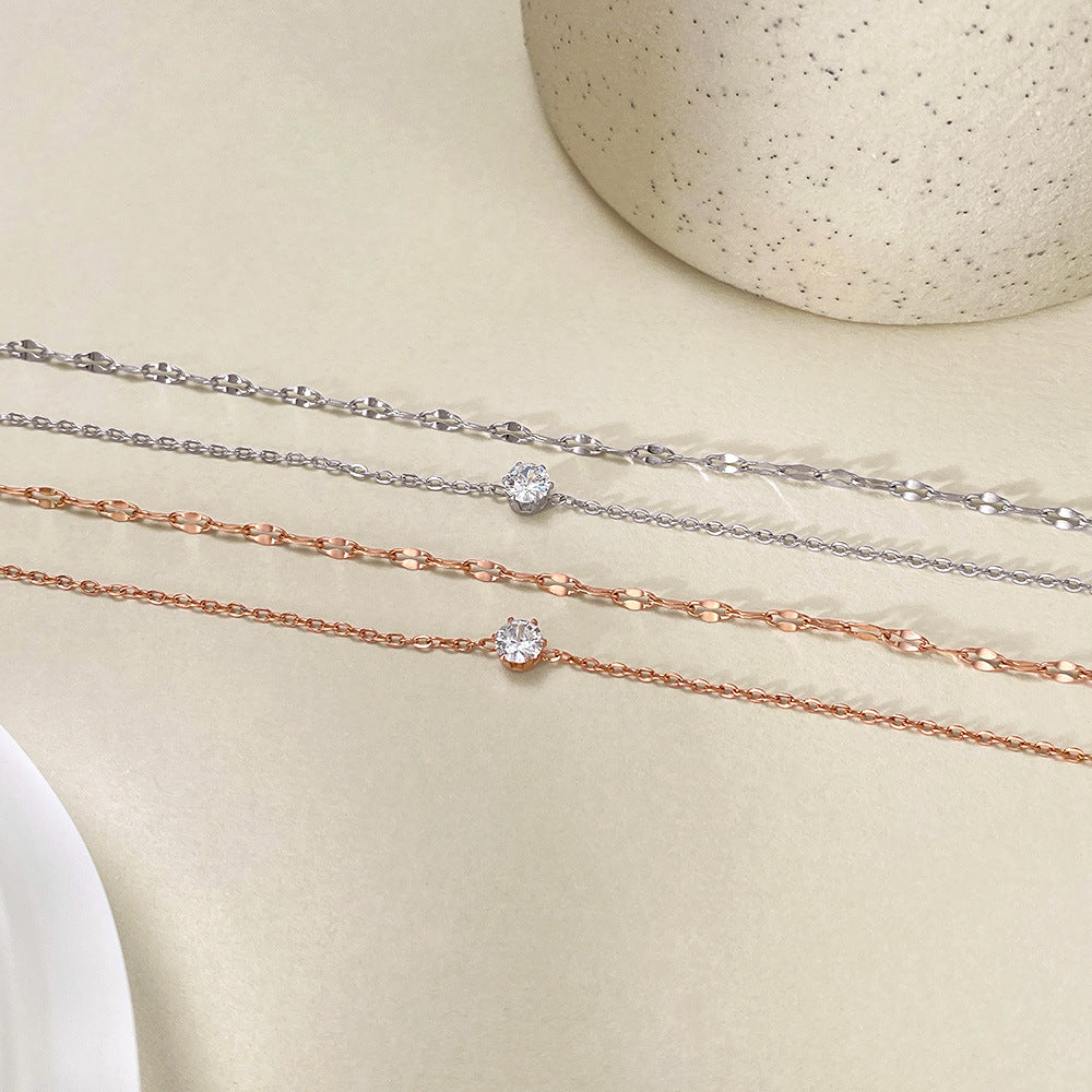 Double Layer Rhinestone Anklet — anklet, view 3