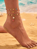 Multi-Colour Rhinestone Tassel Anklet — gold anklet