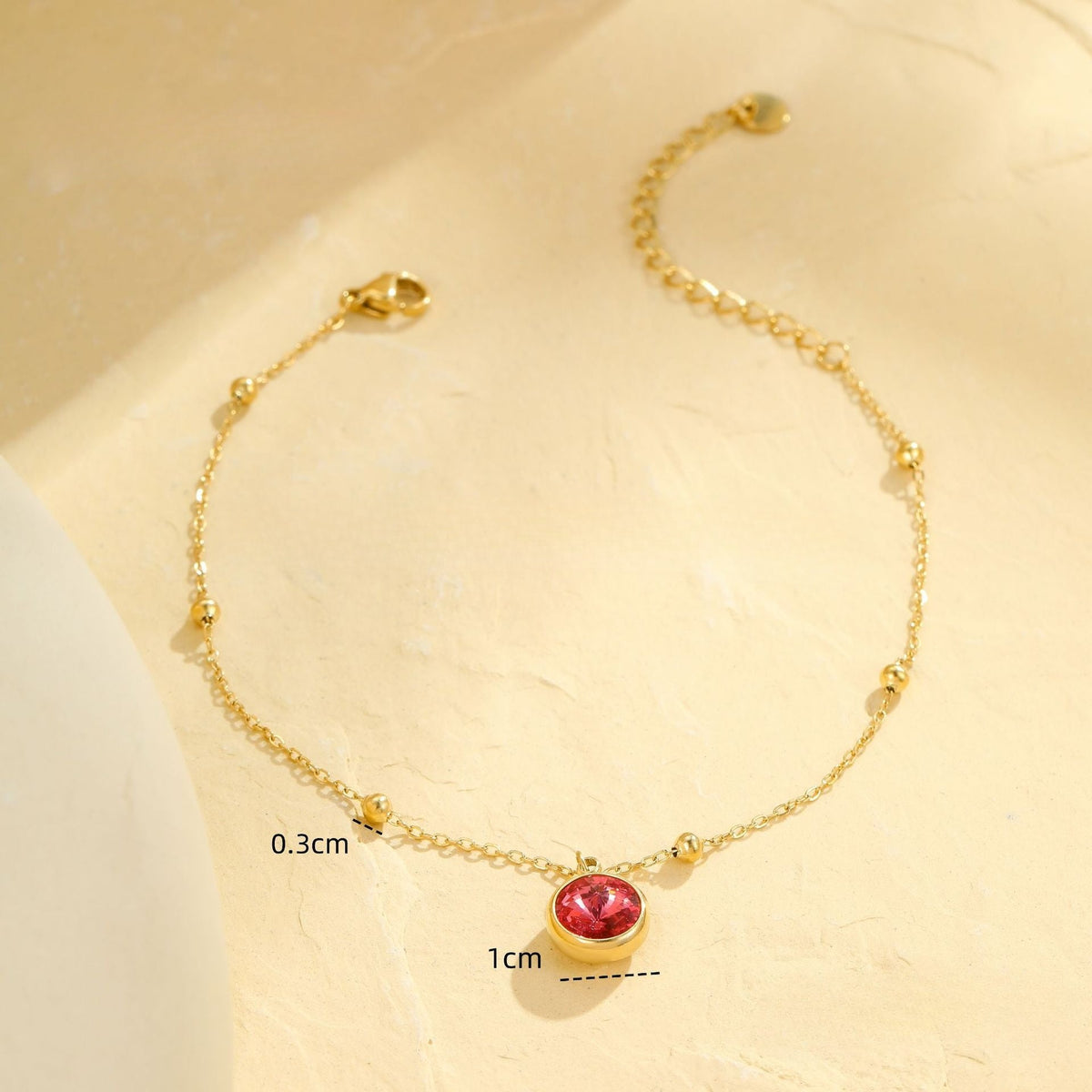 Multi-Colour Rhinestone Tassel Anklet — gold anklet, view 4