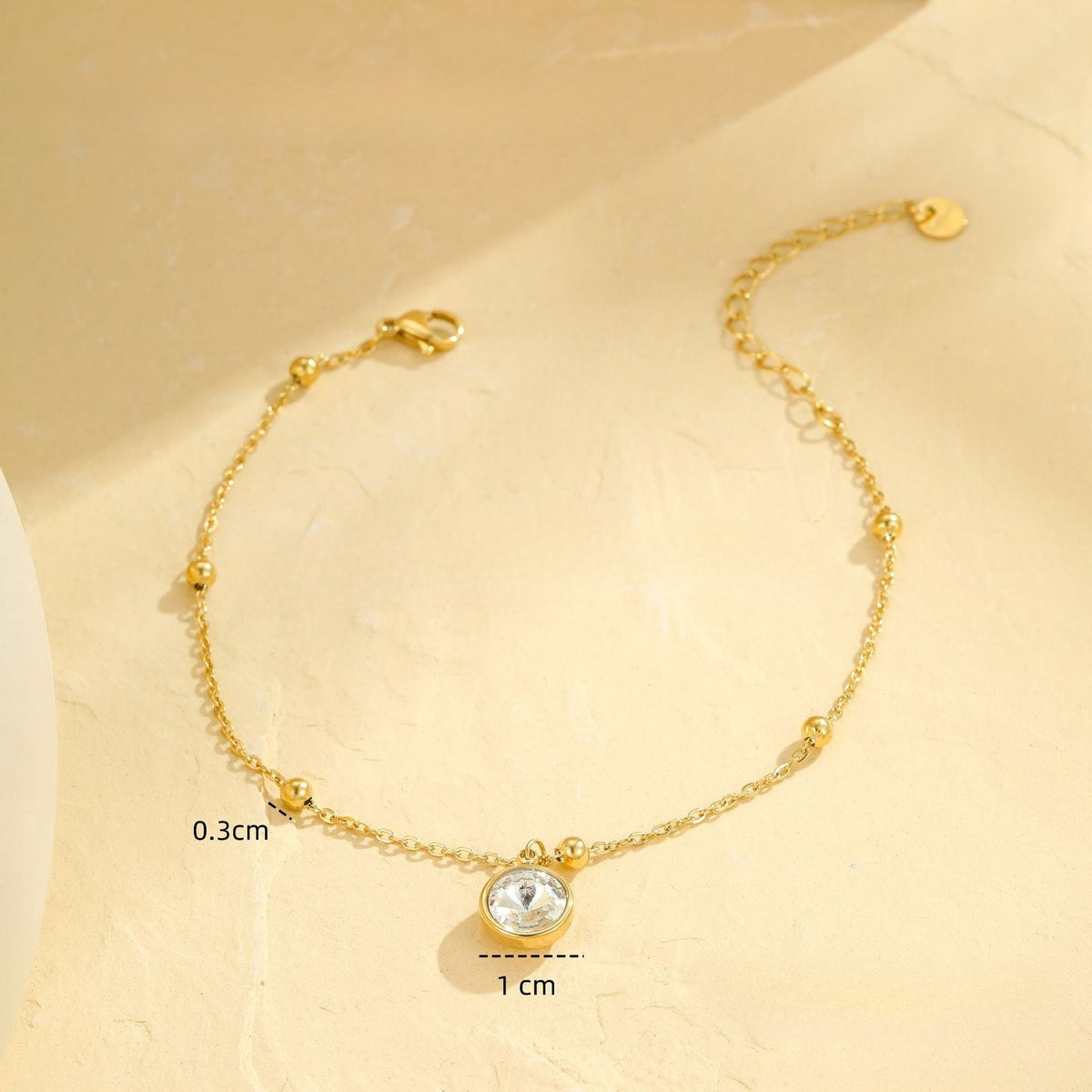 Multi-Colour Rhinestone Tassel Anklet — gold anklet, view 5
