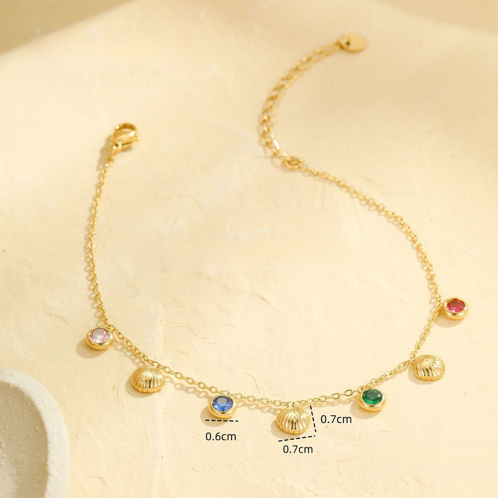 Multi-Colour Rhinestone Tassel Anklet — gold anklet, view 6