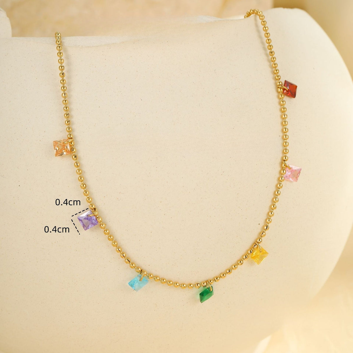 Multi-Colour Rhinestone Tassel Anklet — gold anklet, view 7