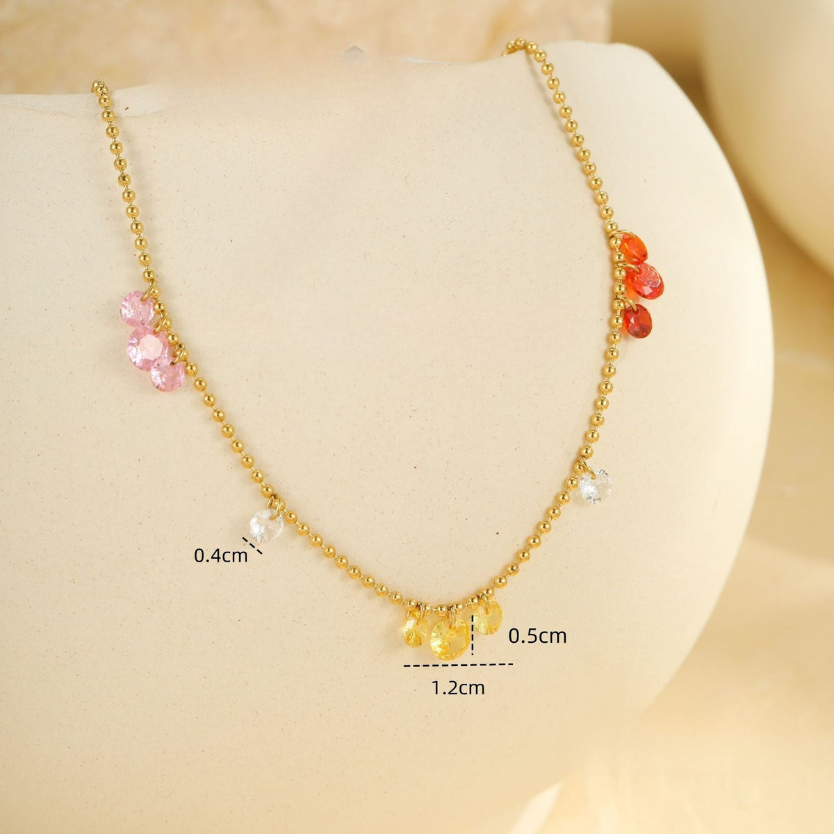 Multi-Colour Rhinestone Tassel Anklet — gold anklet, view 8