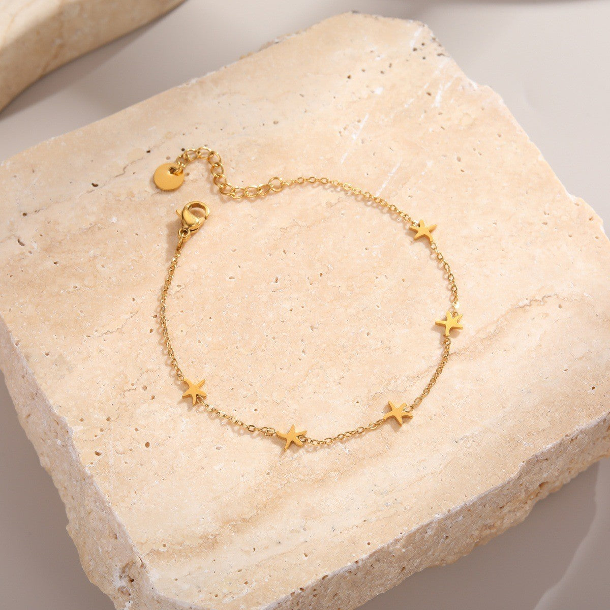 Fishbone and Shell Chain Anklet — gold anklet, view 3