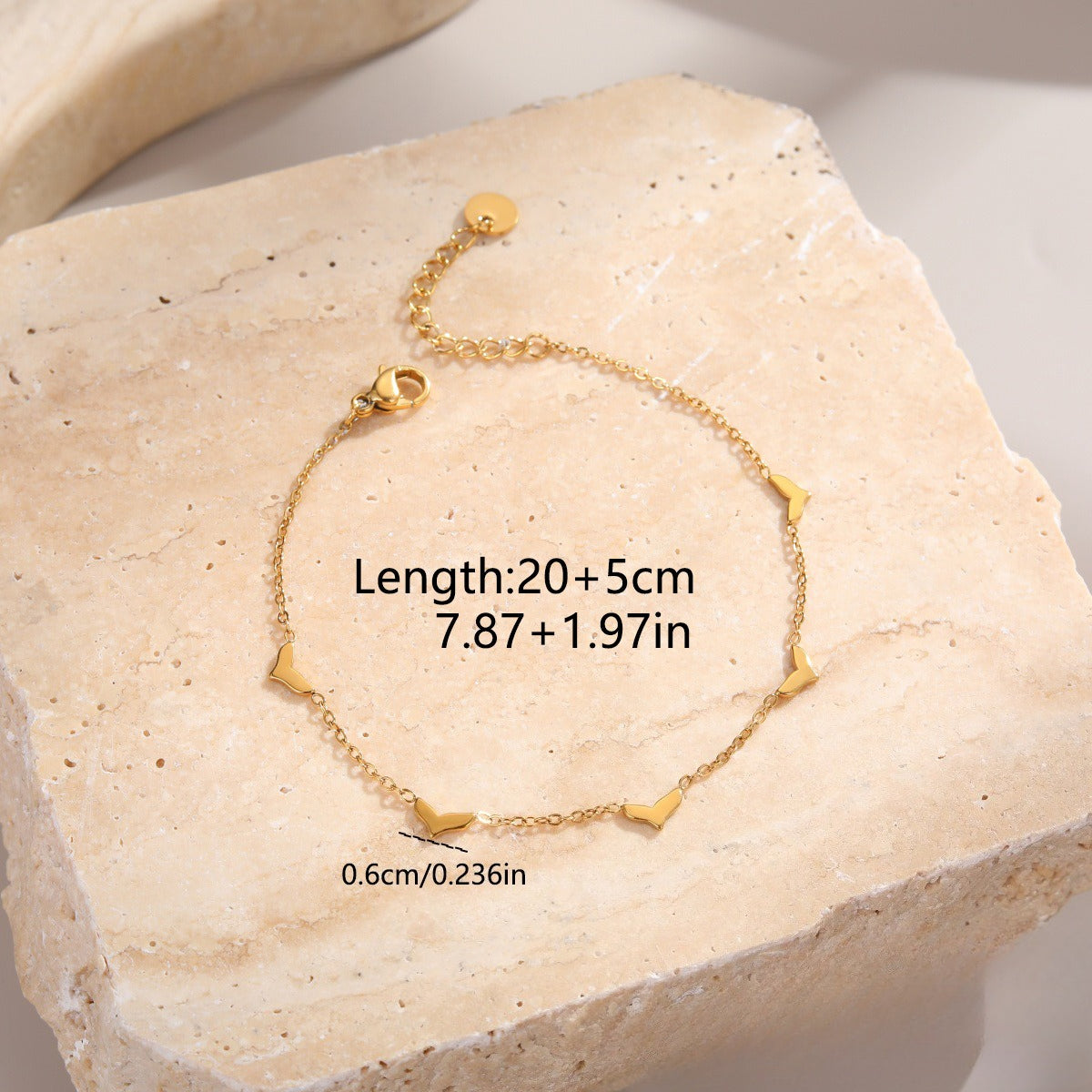 Fishbone and Shell Chain Anklet — gold anklet, view 4