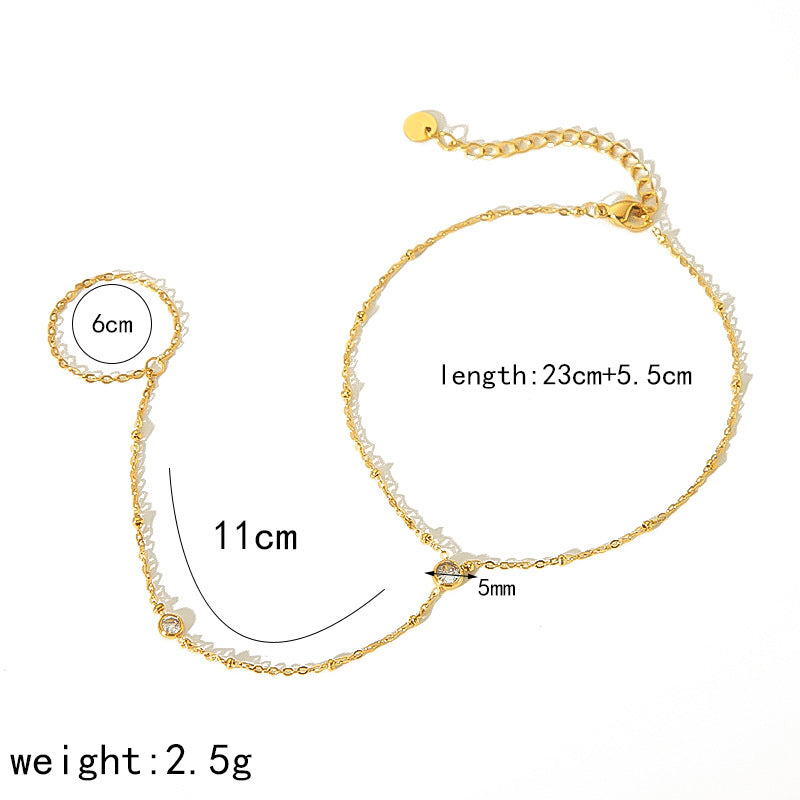 Zirconia Cross Anklet in Gold — gold anklet, view 5