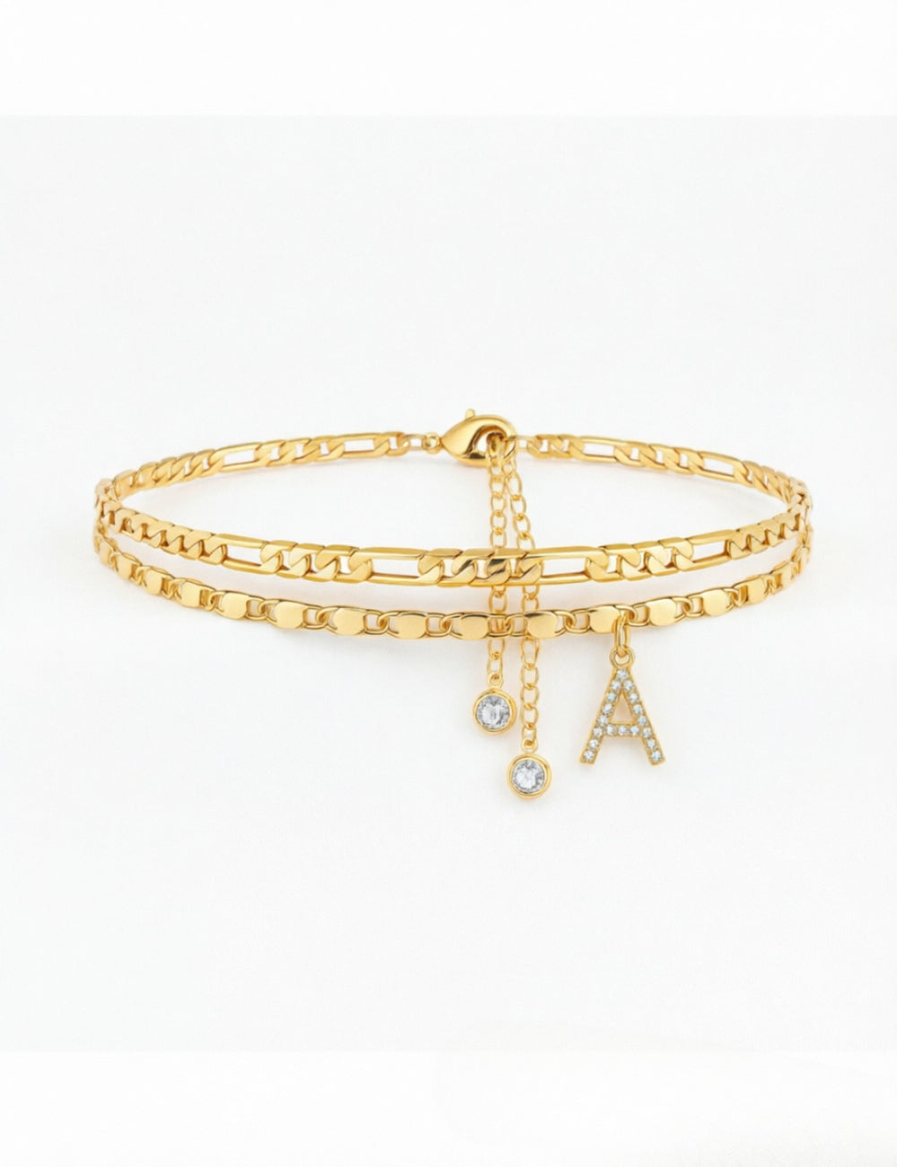Double Layer Letter Pendant Anklet — anklet