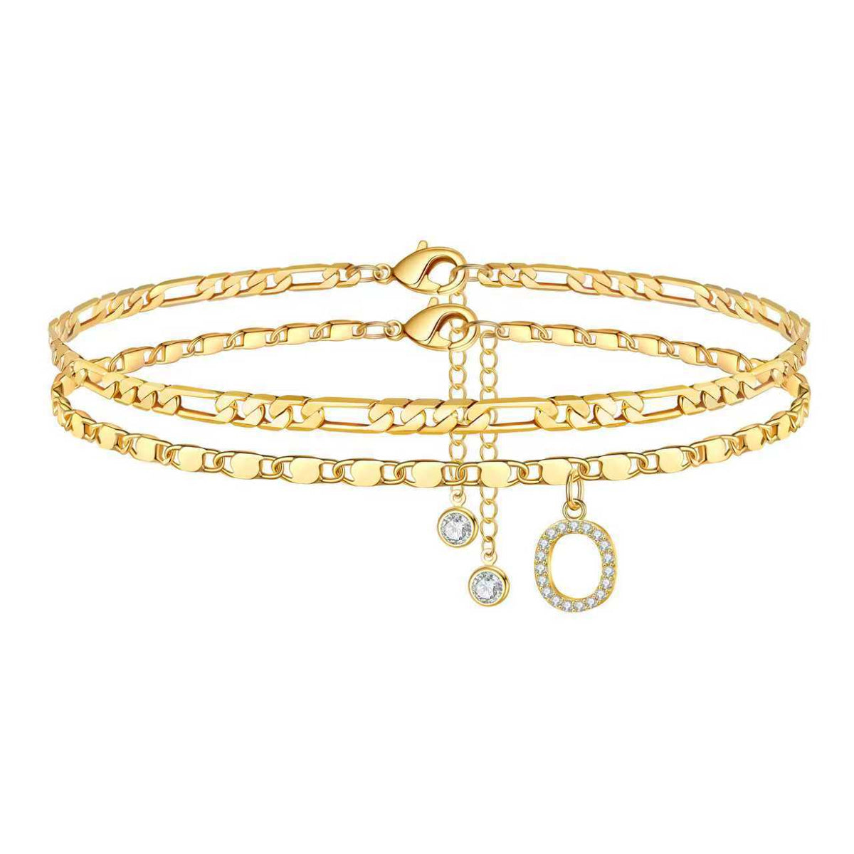 Double Layer Letter Pendant Anklet — anklet, view 15