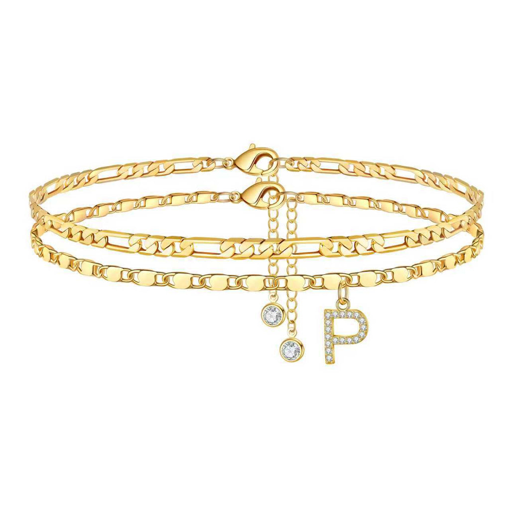 Double Layer Letter Pendant Anklet — anklet, view 16