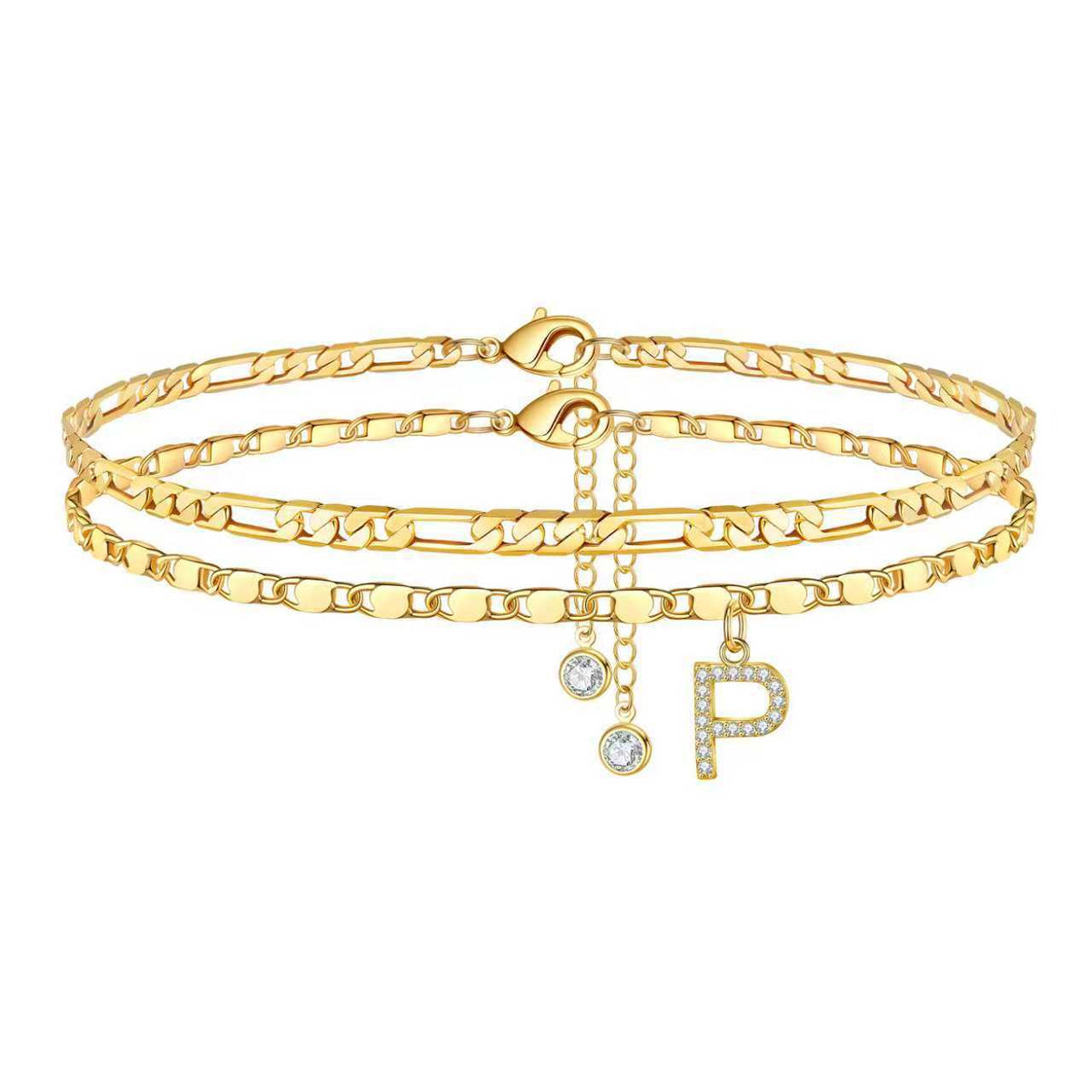Double Layer Letter Pendant Anklet — anklet, view 16