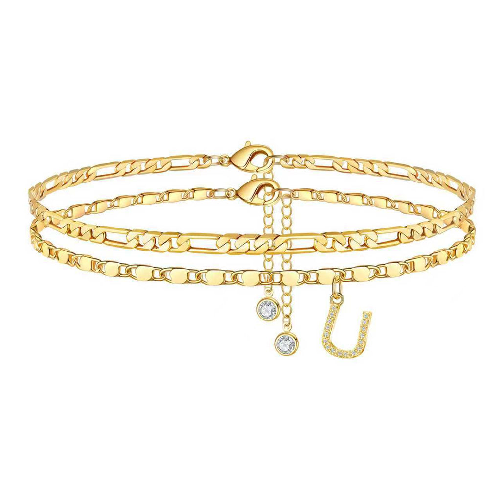Double Layer Letter Pendant Anklet — anklet, view 21