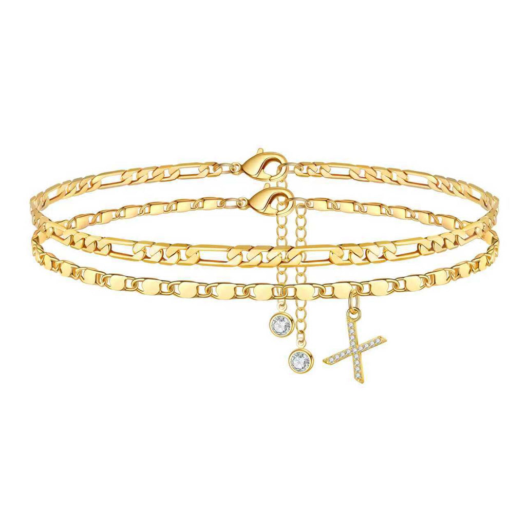 Double Layer Letter Pendant Anklet — anklet, view 24