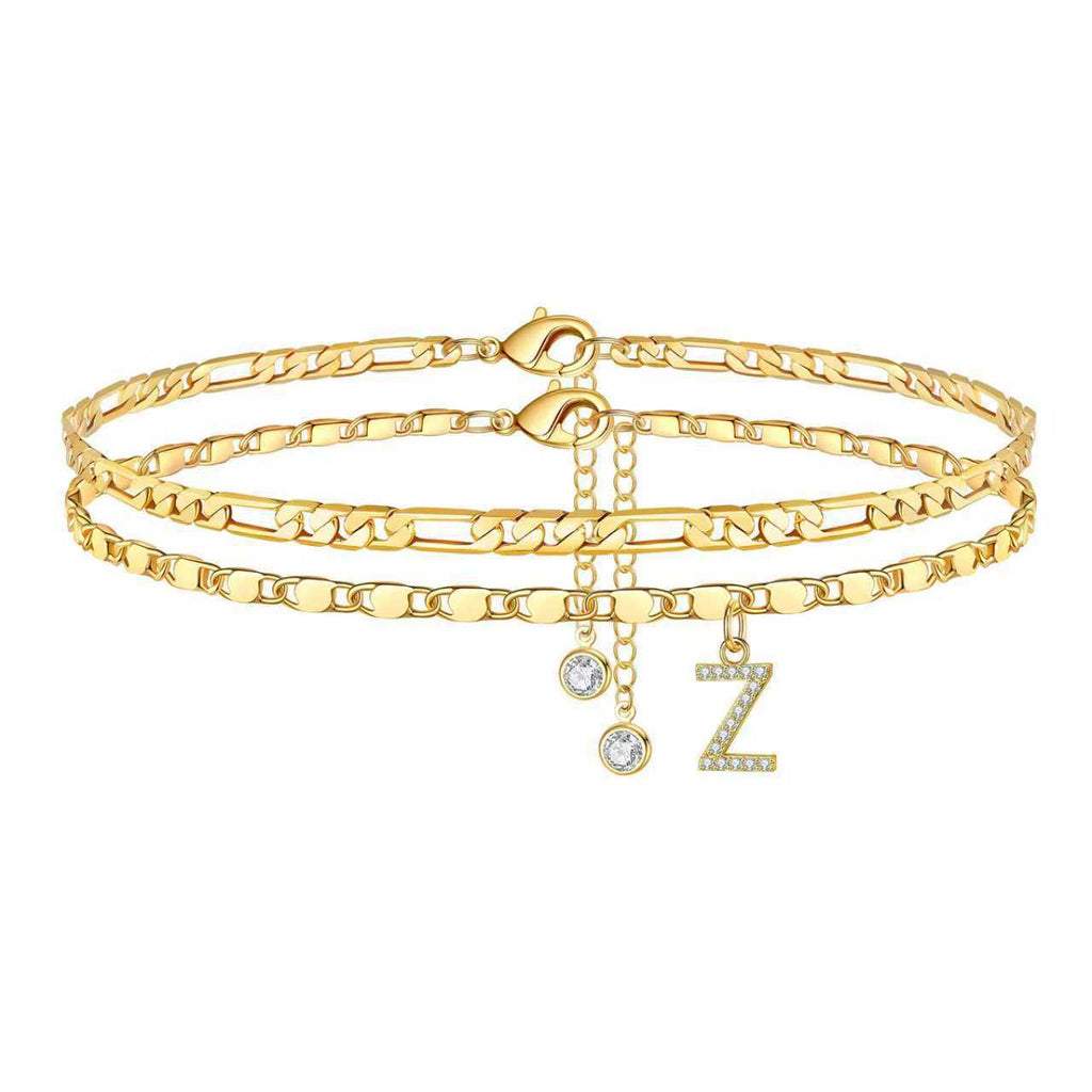Double Layer Letter Pendant Anklet — anklet, view 26