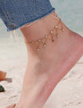 Double Layered Rhinestone Anklet — gold anklet