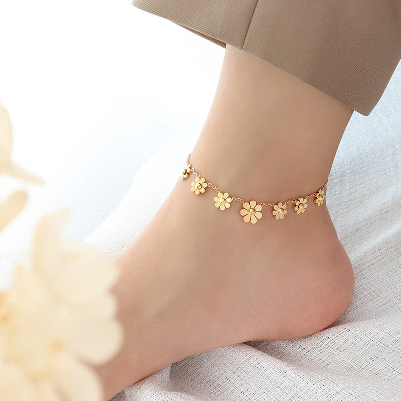 Daisy Statement Anklet — gold anklet, view 2