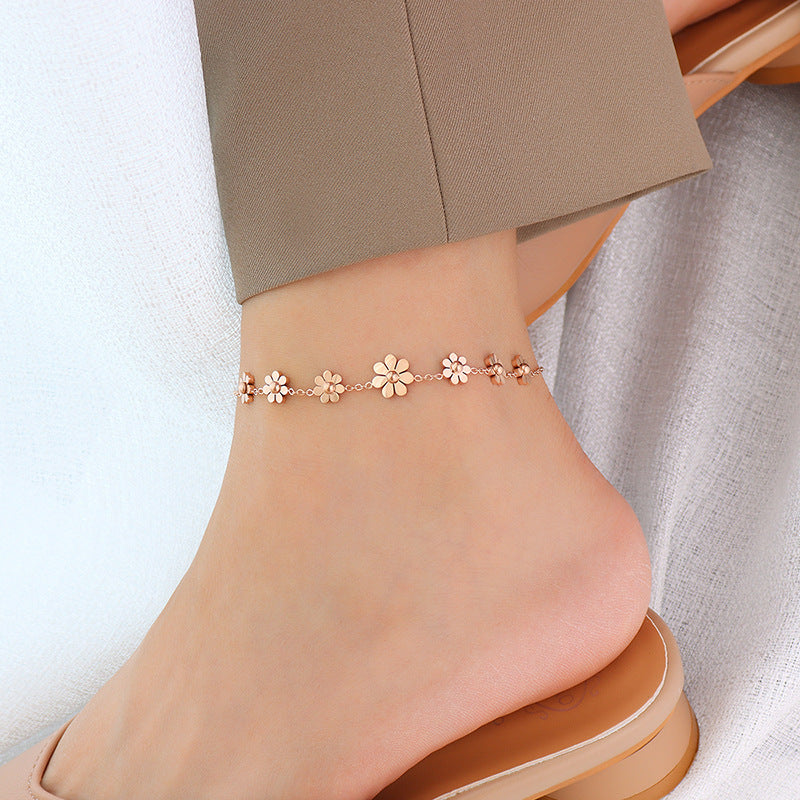Daisy Statement Anklet — gold anklet, view 3