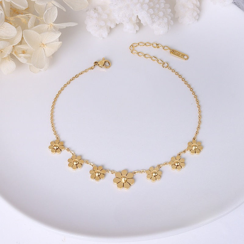 Daisy Statement Anklet — gold anklet, view 4