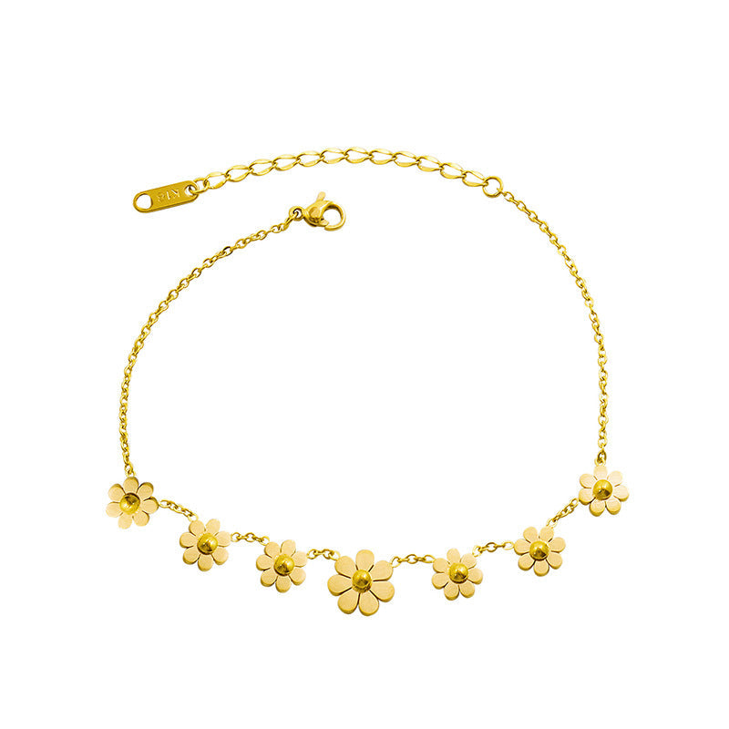 Daisy Statement Anklet — gold anklet, view 5