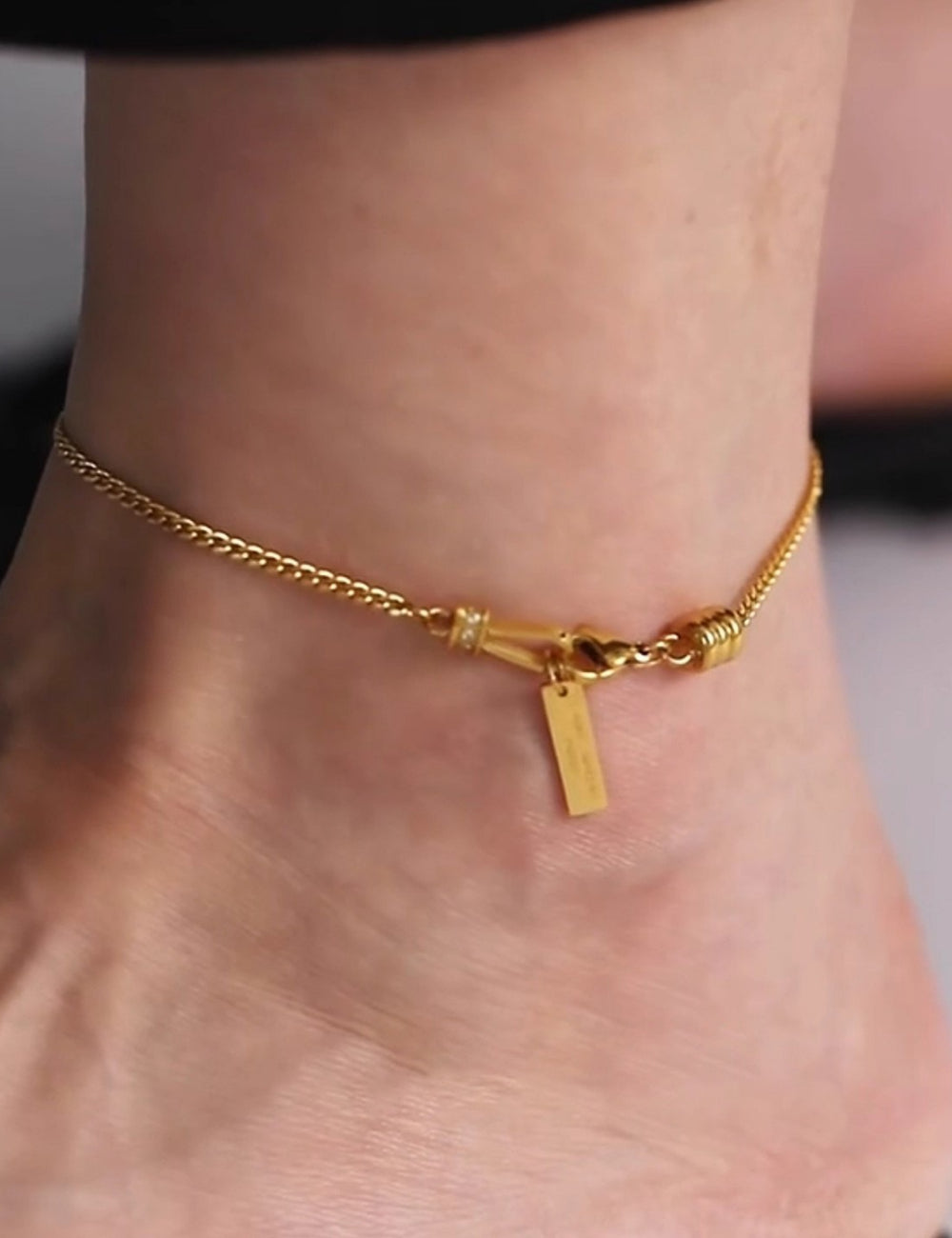 Square Pendant Anklet in Copper — gold anklet