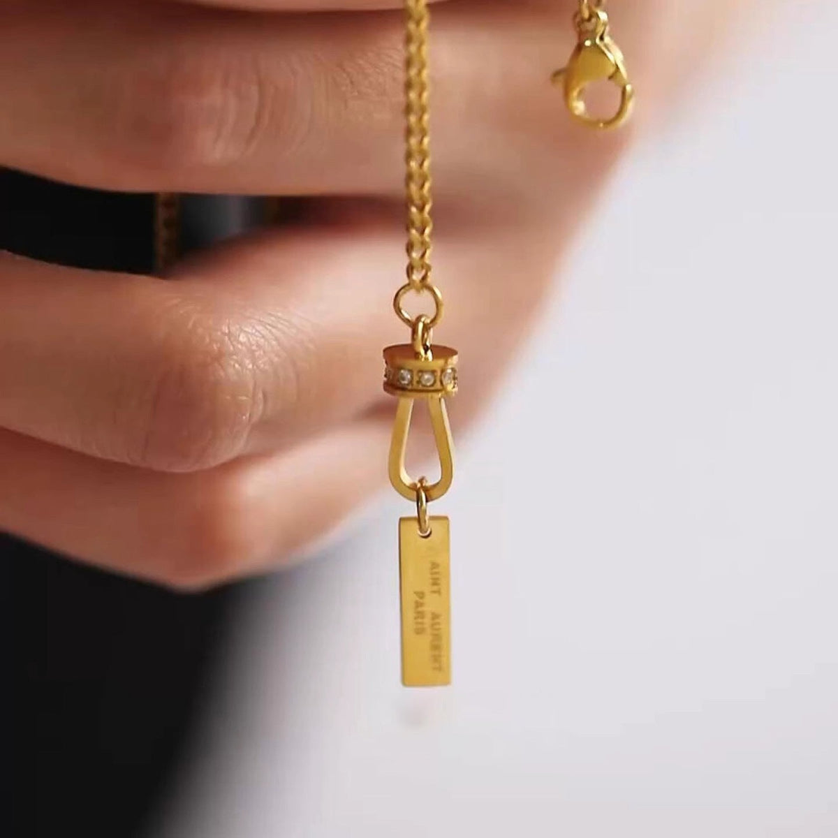 Square Pendant Anklet in Copper — gold anklet, view 2