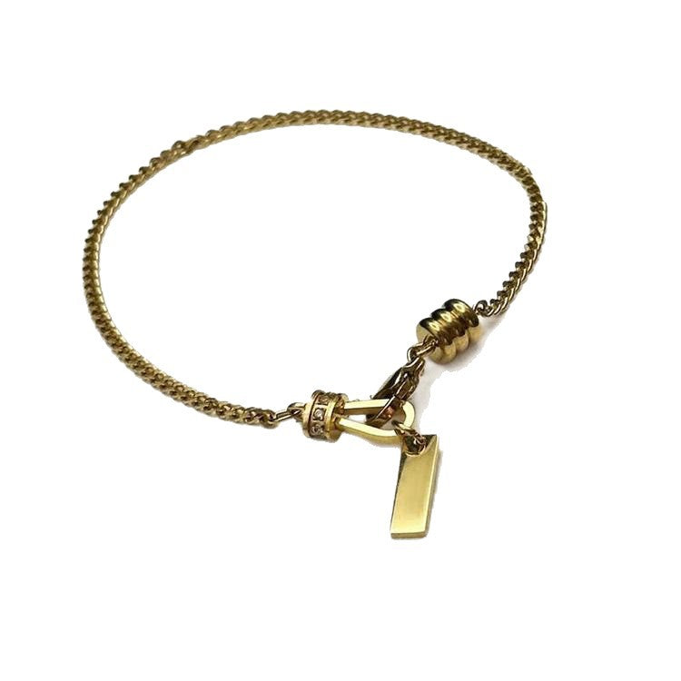 Square Pendant Anklet in Copper — gold anklet, view 4