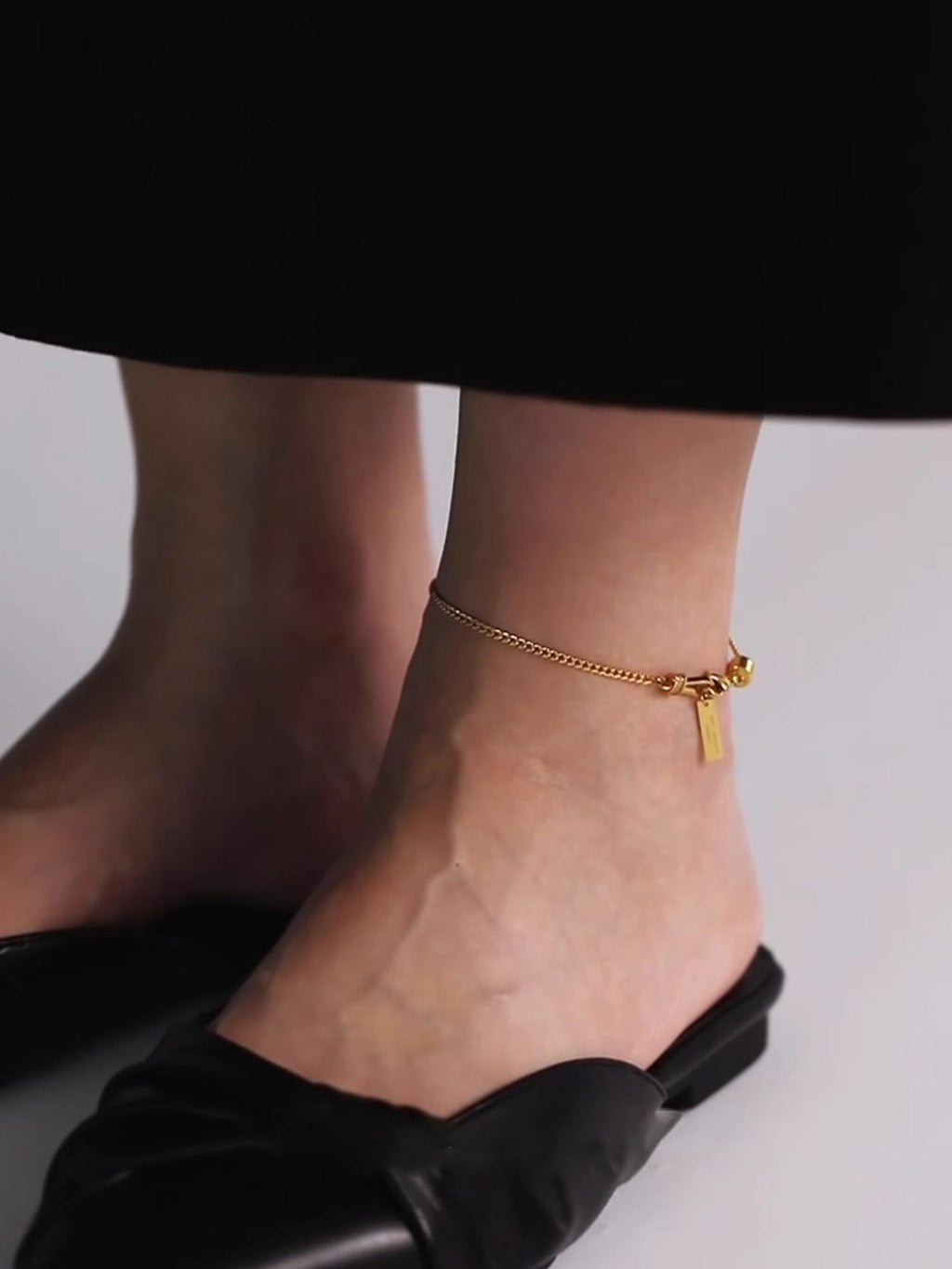 Square Pendant Anklet in Copper — gold anklet, view 5