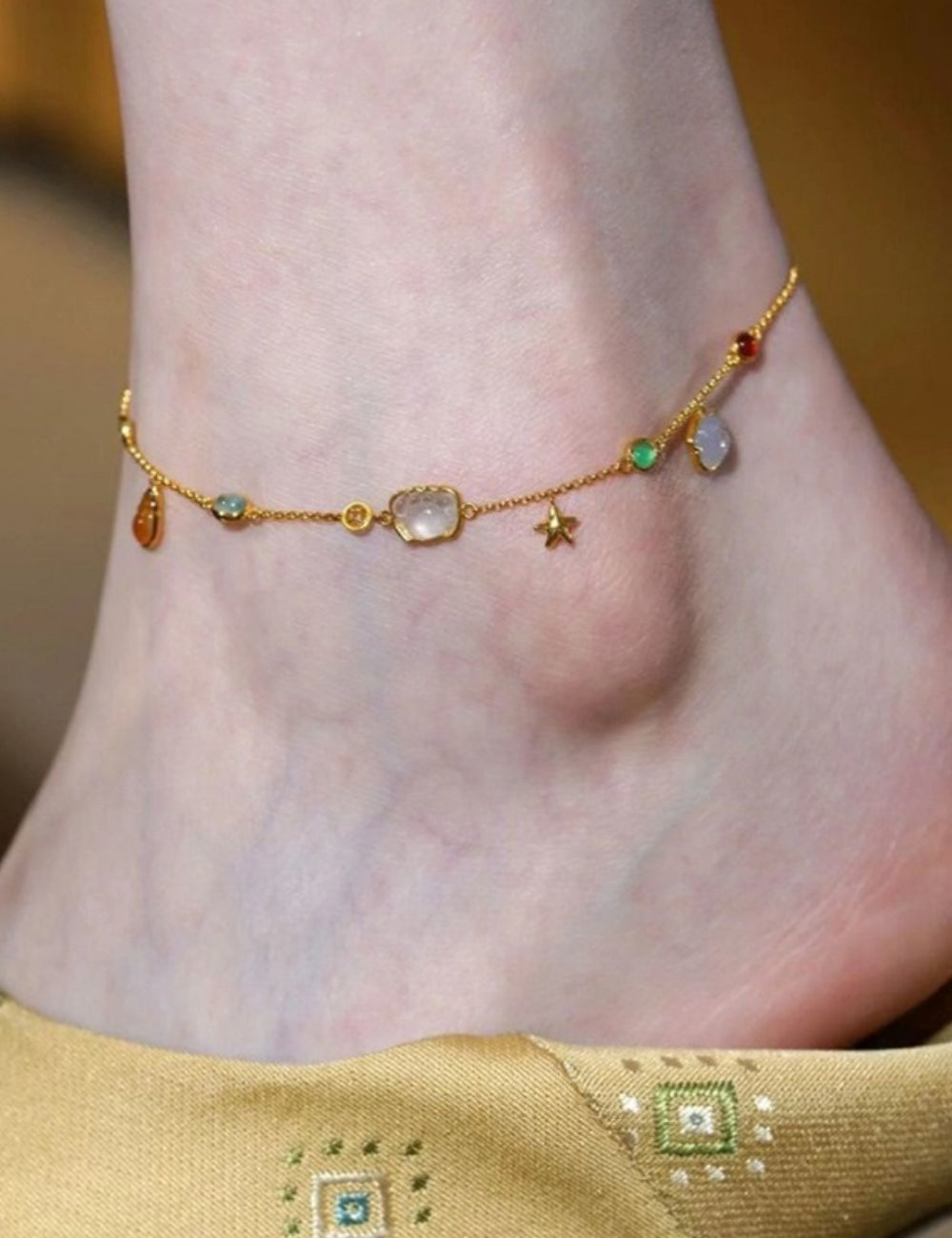 Colourful Zirconia Star Anklet — anklet