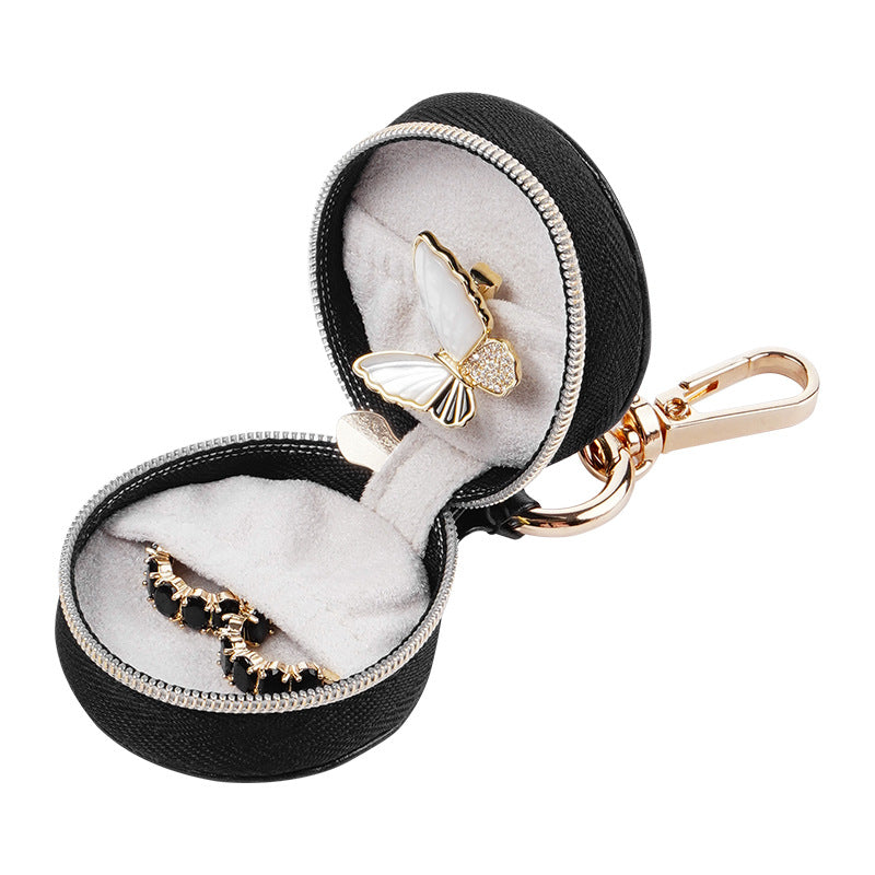 Mini Round PU Leather Ring Box — ring, view 6