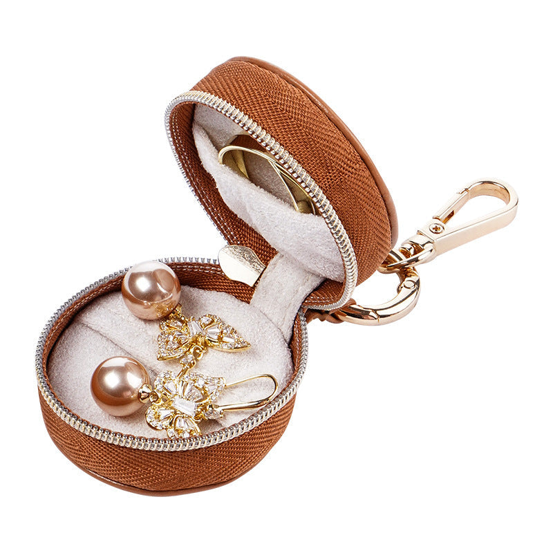 Mini Round PU Leather Ring Box — ring, view 8