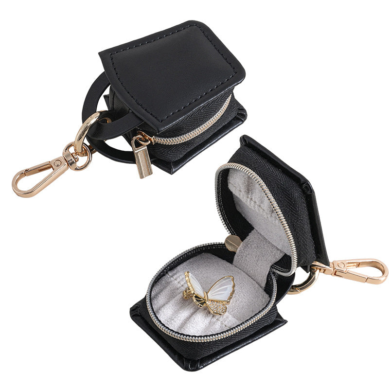 Mini Round PU Leather Ring Box — ring, view 9