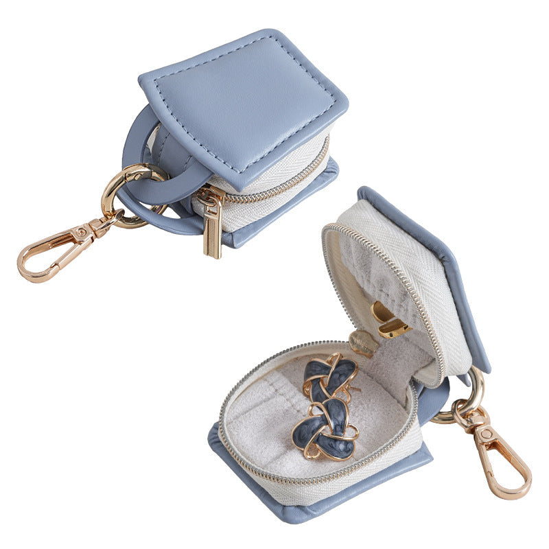 Mini Round PU Leather Ring Box — ring, view 10