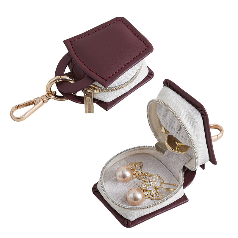Mini Round PU Leather Ring Box — ring, view 11