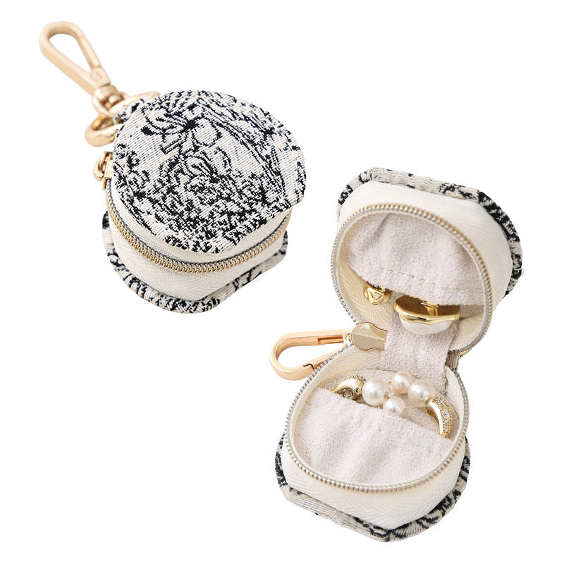 Mini Round PU Leather Ring Box — ring, view 12