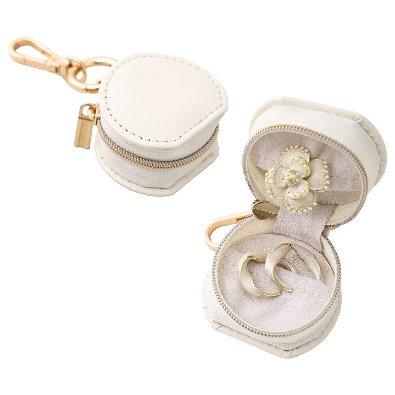 Mini Round PU Leather Ring Box — ring, view 13