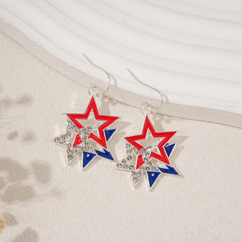 Flag Heart Pendant Hook Earrings — earrings, view 4