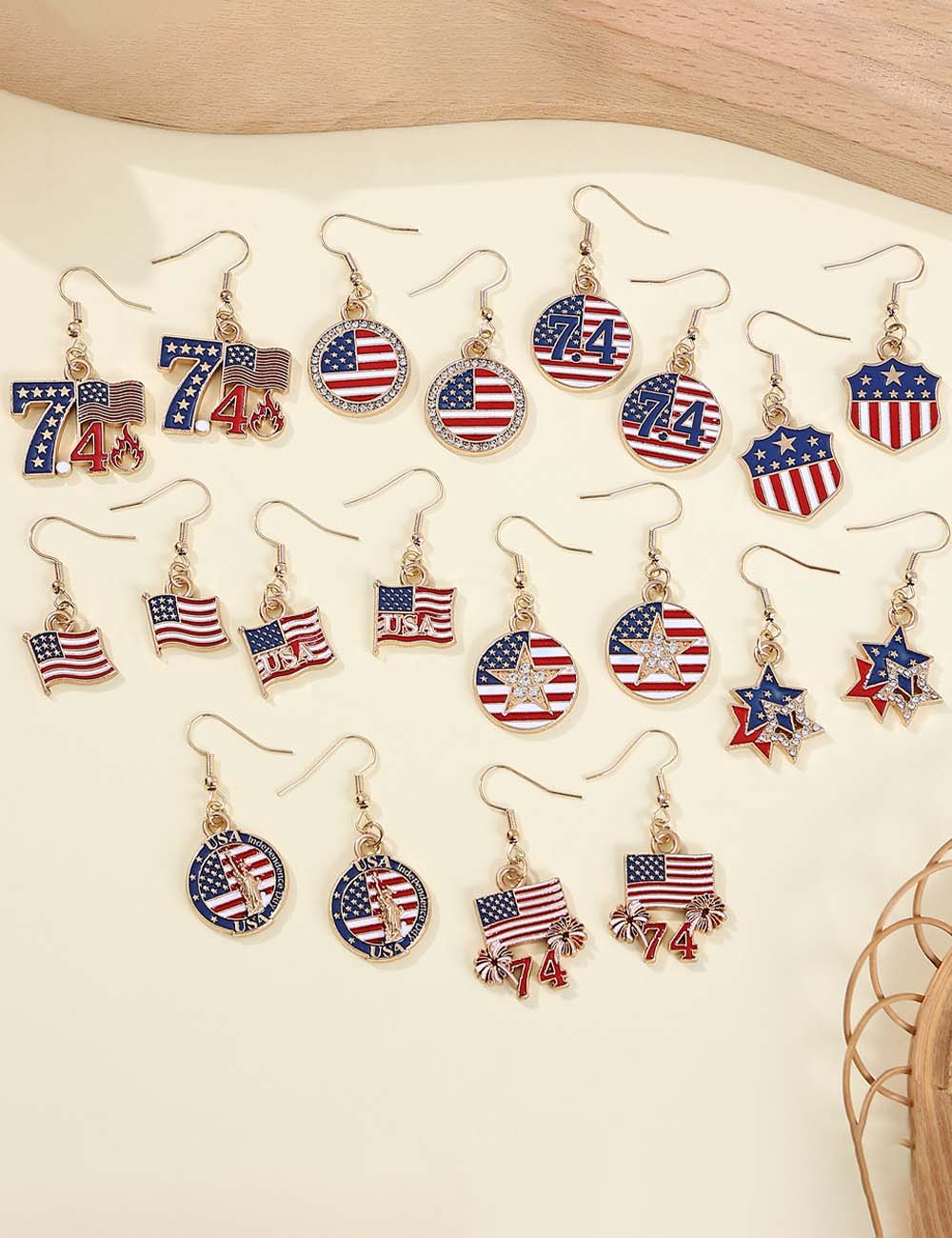 USA Flag Pendant Hook Earrings — earrings
